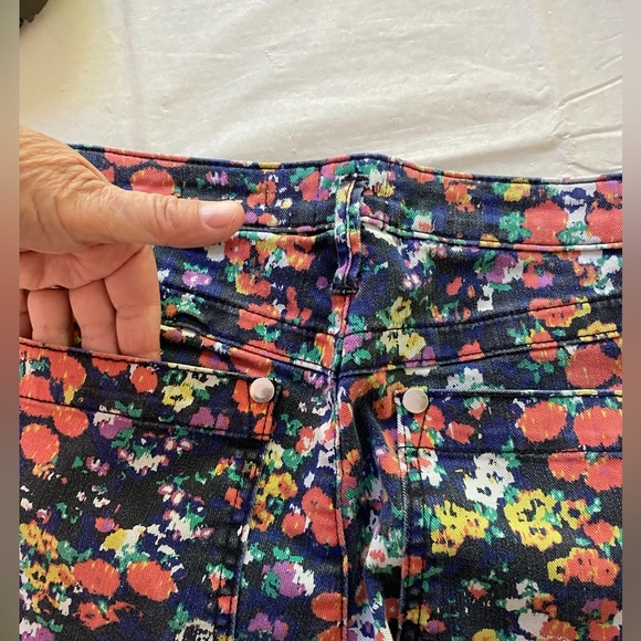 Anthropologie Maeve Gardenia Floral Ultra High Rise Slim Straight Jeans Size 25 - Picture 7 of 8